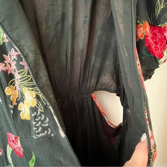 Walter Baker Wanita Rain Forest Green Floral Puff Sleeve Midi Dress Size XL NWT - Picture 9 of 12